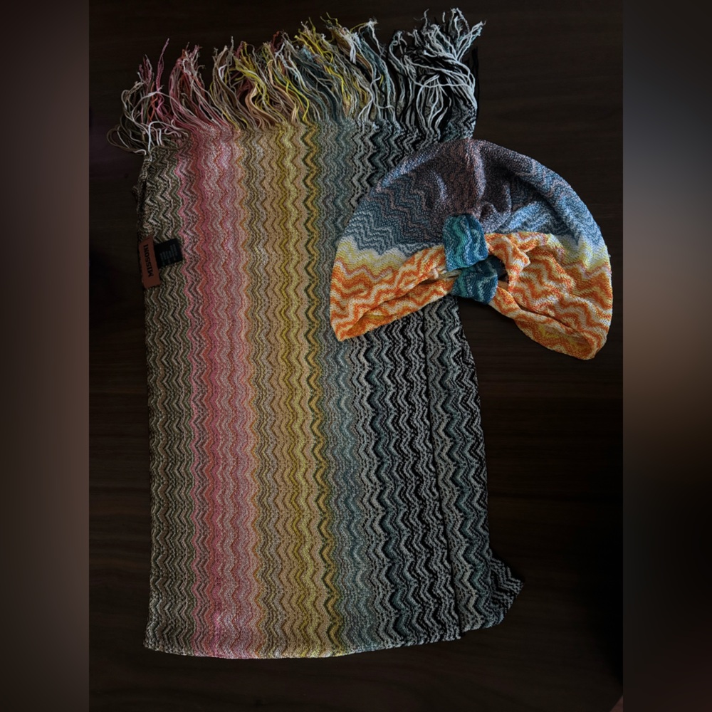 Missoni Multicolor Zigzag Scarf and Turban.